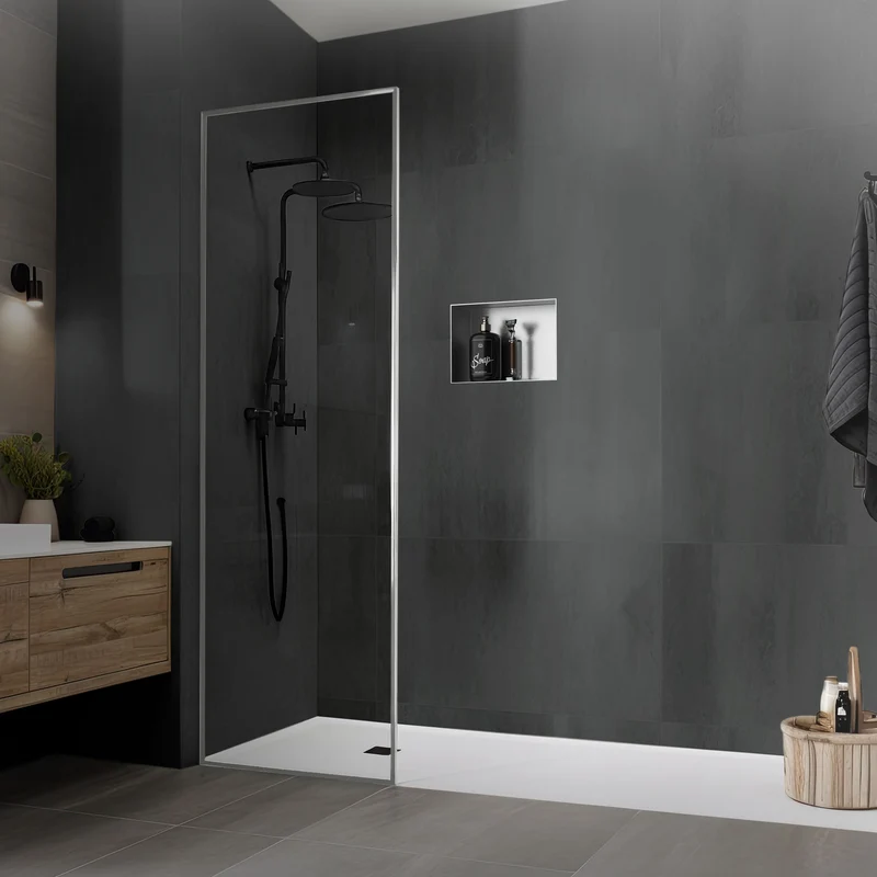 Duschnische 30x20 cm Silber aus Edelstahl Unterputz Rahmen Wandnische Duschablage LuxeBath