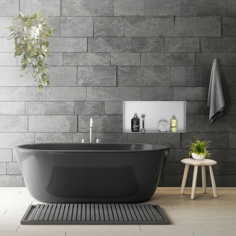 Duschnische 60x30 cm Silber aus Edelstahl Unterputz Rahmen Wandnische Duschablage LuxeBath