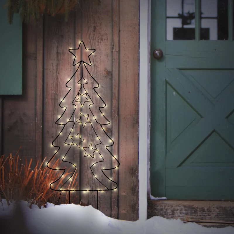 LED Weihnachtsbaum 87 cm mit 90 Warmweißen LEDs aus Metall