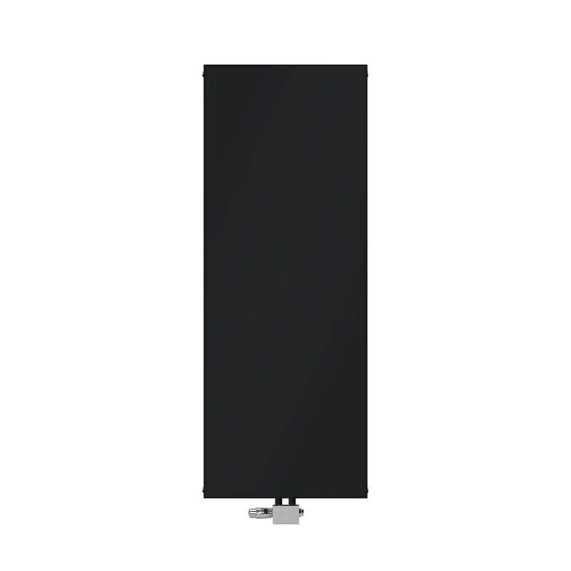 Badheizkörper Einlagig 1600x604 mm Schwarz matt mit Mittelanschluss und Universale Anschlussgarnitur LuxeBath