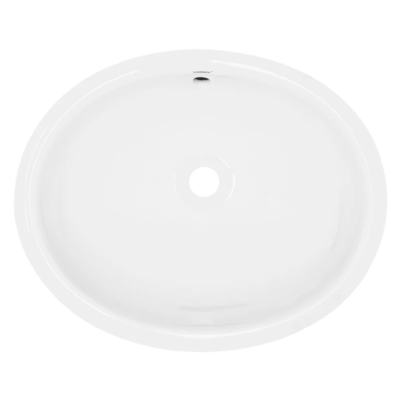 Waschbecken Oval mit Überlauf 49x40,5x19,5 cm Weiß aus Keramik LuxeBath