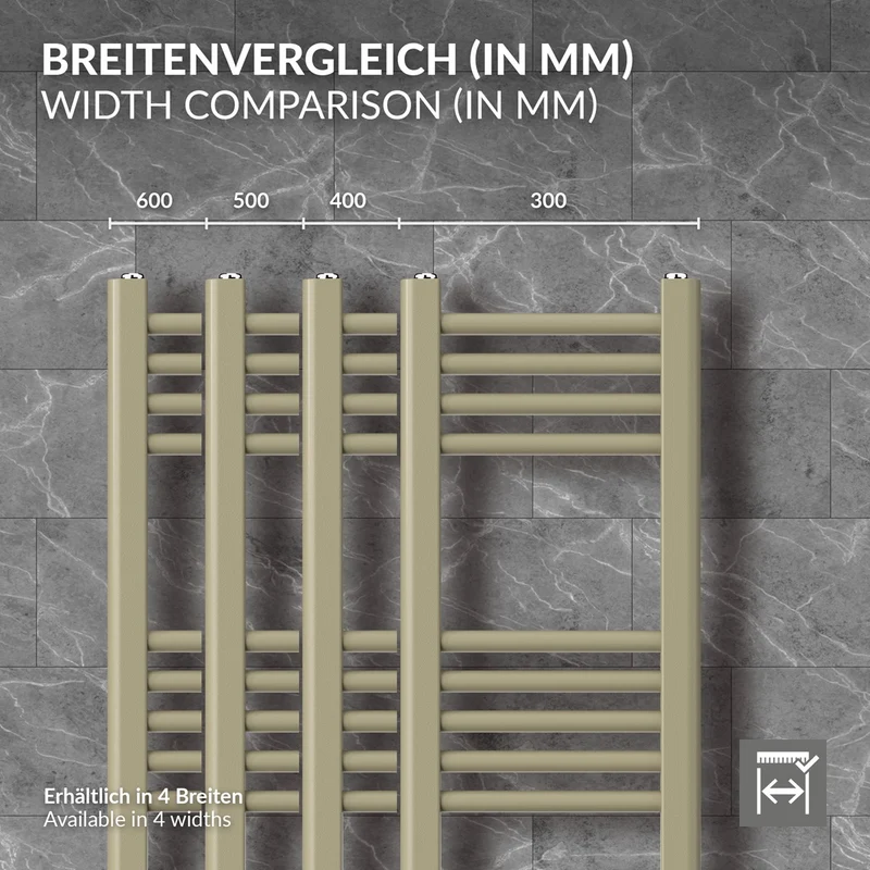 LuxeBath | Handtuchheizkörper Sahara gerade mit Seitenanschluss 400 x 1500 mm Stahl Beige Badheizkörper Handtuchtrockner Handtuchhalter für Badezimmer