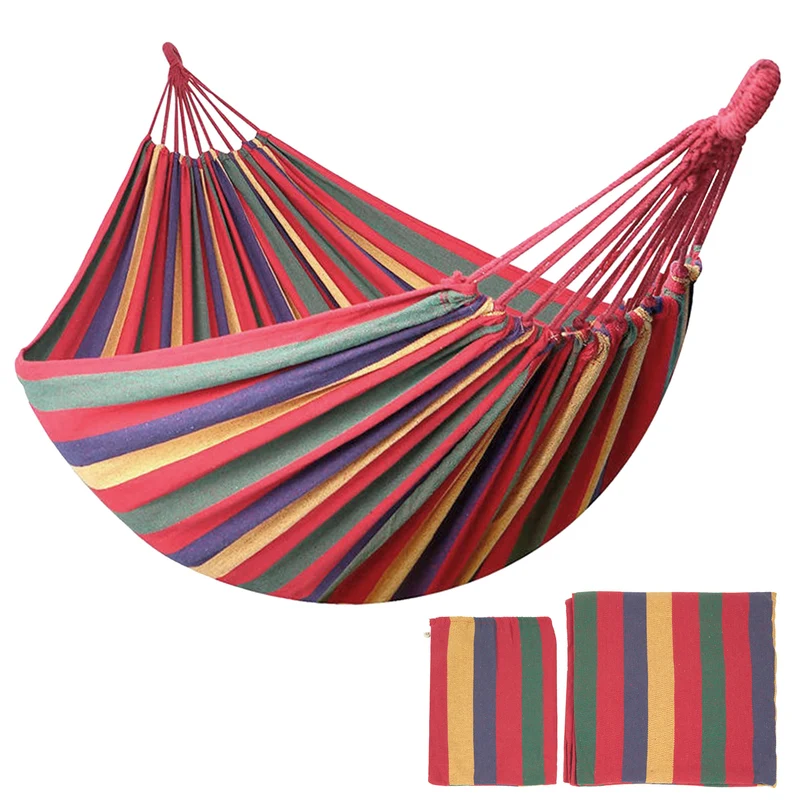 Amaca da Giardino e Campeggio in Tela 150×180 cm Cotone Rinforzato 280 gsm con Sacchetto Multicolore Il Gruppone