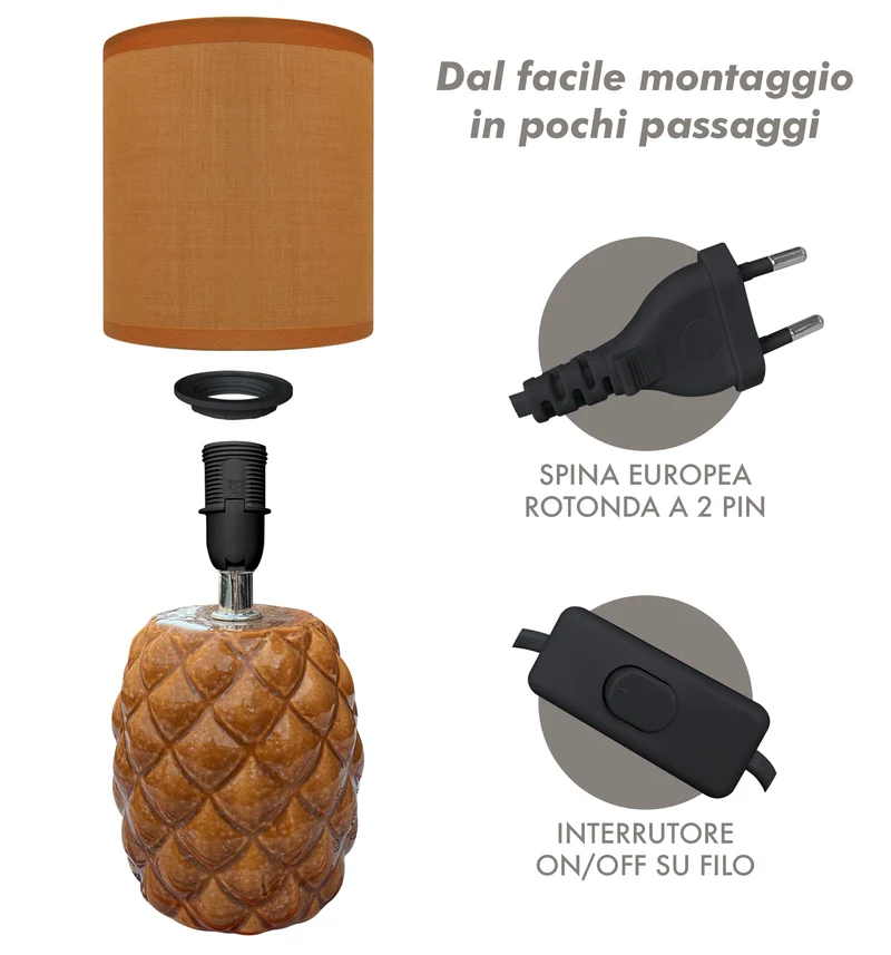 Lampada Moderna Da Comodino A Forma Di Ananas Certificata RoHS In Ceramica Il Gruppone