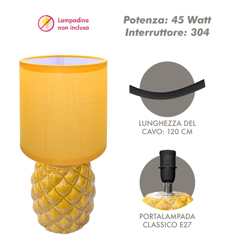 Lampada Moderna Da Comodino A Forma Di Ananas Certificata RoHS In Ceramica Il Gruppone