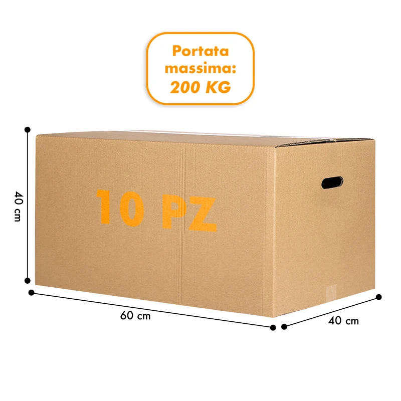 10 Scatoloni Con Maniglie Scatola Cartone A Doppia Onda Per Trasloco 60x40x40 cm Il Gruppone