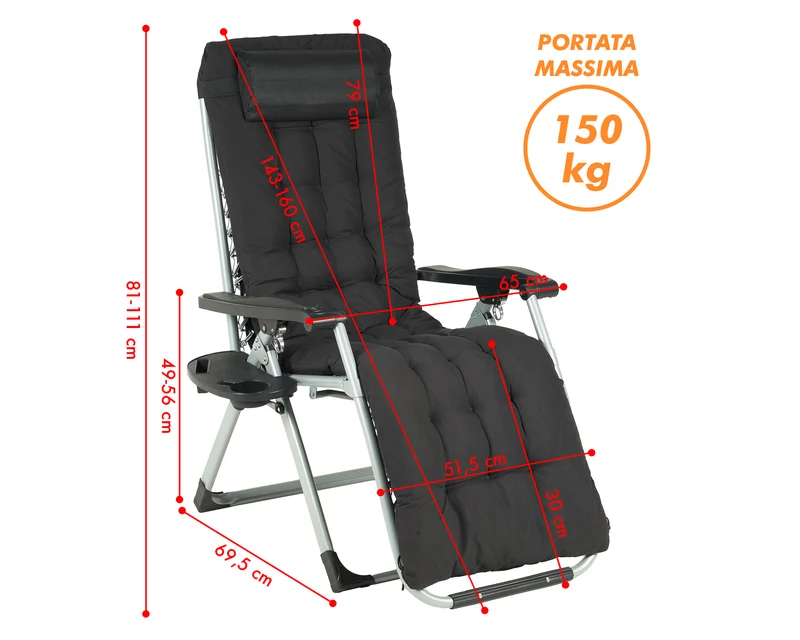 Sedia Sdraio Reclinabile Per Giardino Poltrona Pieghevole Relax Il Gruppone