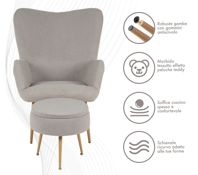Poltrona Imbottita Ergonomica Effetto Teddy Morbida Il Gruppone