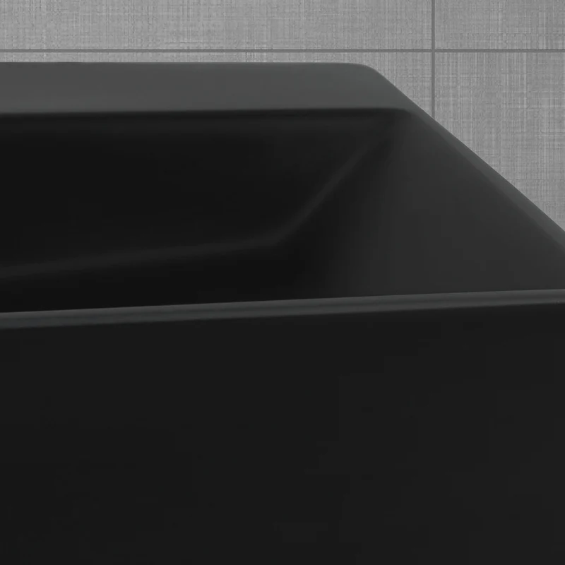 Waschbecken Eckig mit Überlauf 41,5x36x13 cm Schwarz aus Keramik LuxeBath