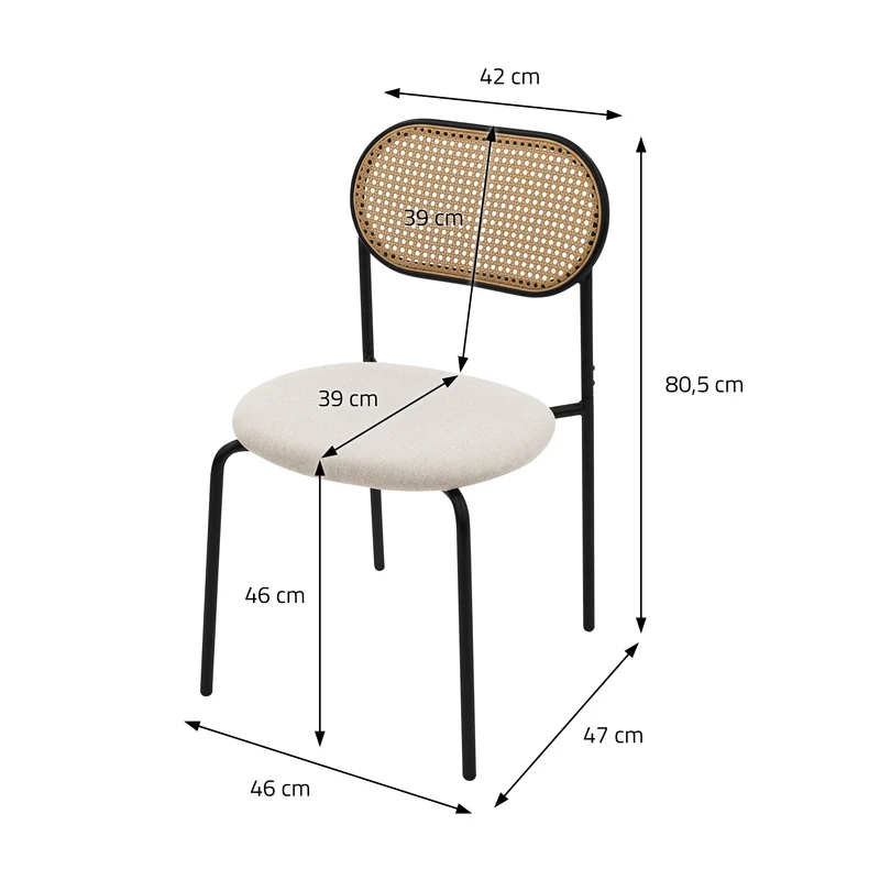 Esszimmerstuhl 6er Set Beige bis 120 kg Rattan Rückenlehne ML-Design
