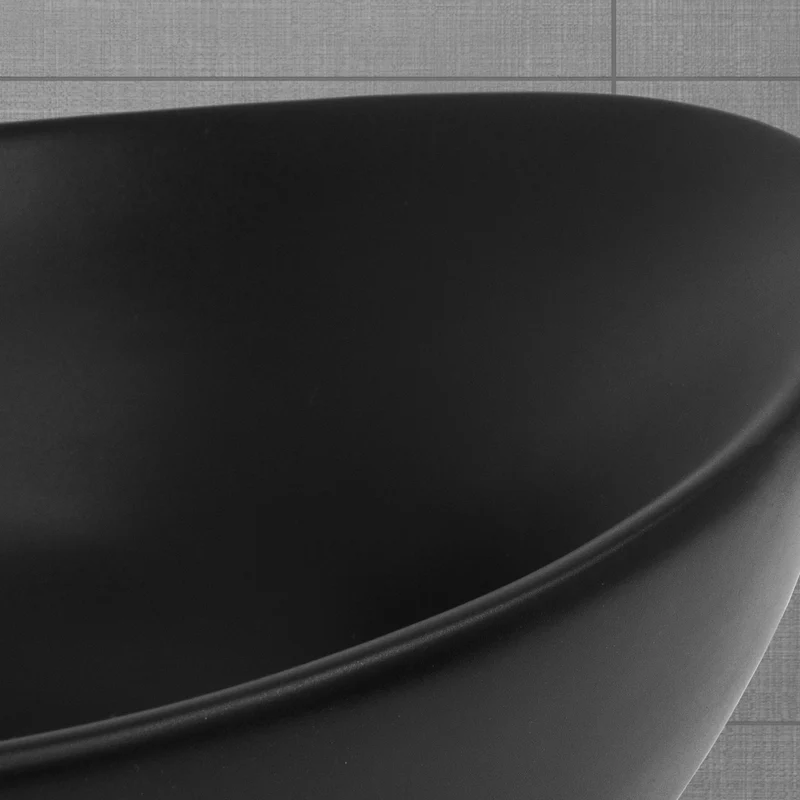 Waschbecken Oval mit Überlauf 59x38x19 cm Schwarz aus Keramik LuxeBath