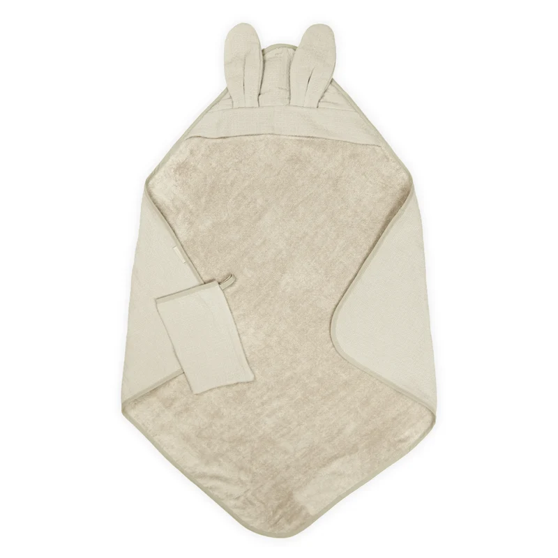 Set Asciugamano Triangolo e Guantino in Bambù Organico - Waffle