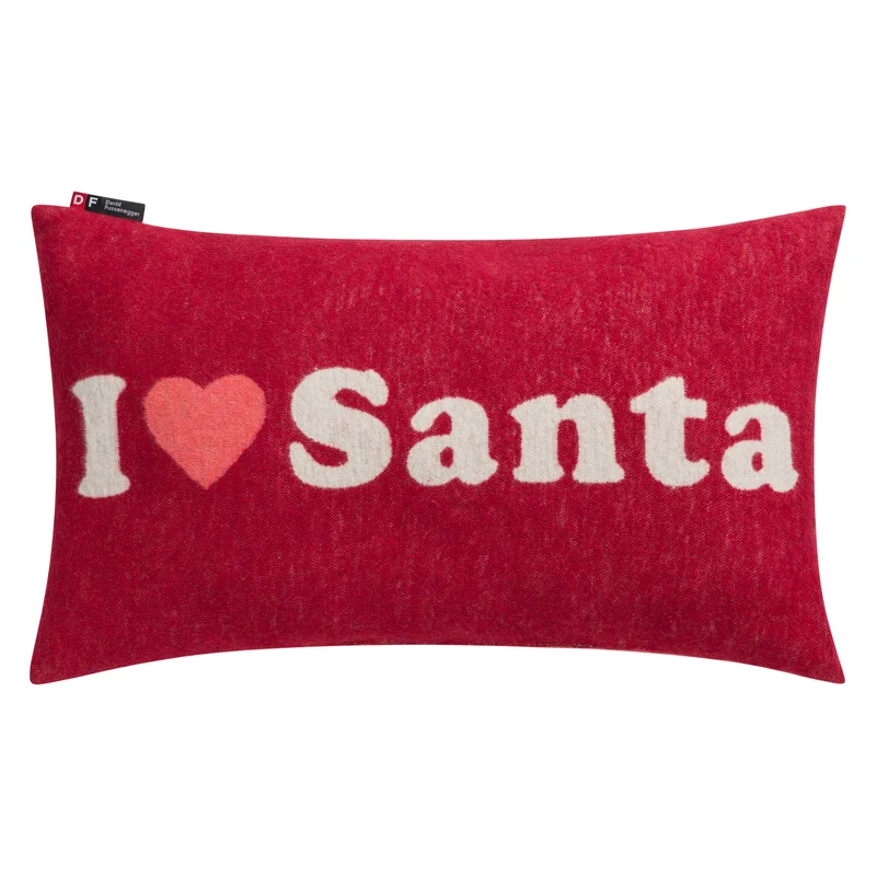 Cuscino in cotone con Scritta a contrasto - I Love Santa