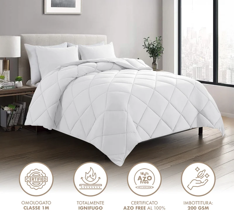 Piumino Letto Ignifugo Classe 1IM in Microfibra Anallergica Effetto Piuma Made in Italy Il Gruppone