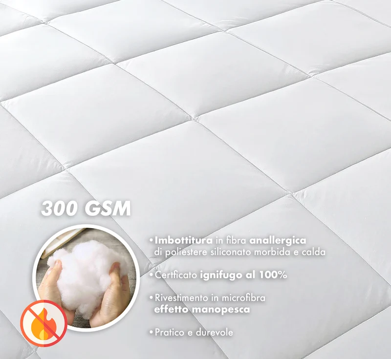 Piumino Letto Ignifugo Classe 1IM in Microfibra Anallergica Effetto Piuma Made in Italy Il Gruppone