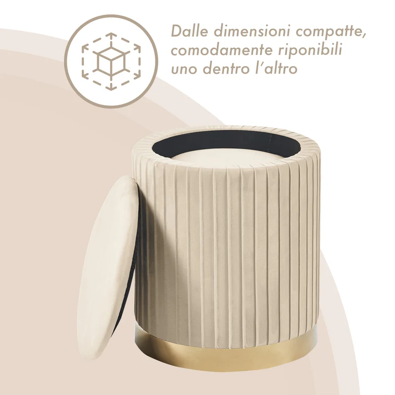 Set Di 2 Pouf Contenitori Velluto Design Moderno Sgabello A Coste Il Gruppone