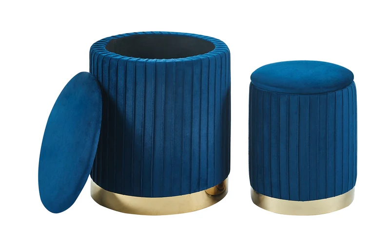 Set Di 2 Pouf Contenitori Velluto Design Moderno Sgabello A Coste Il Gruppone