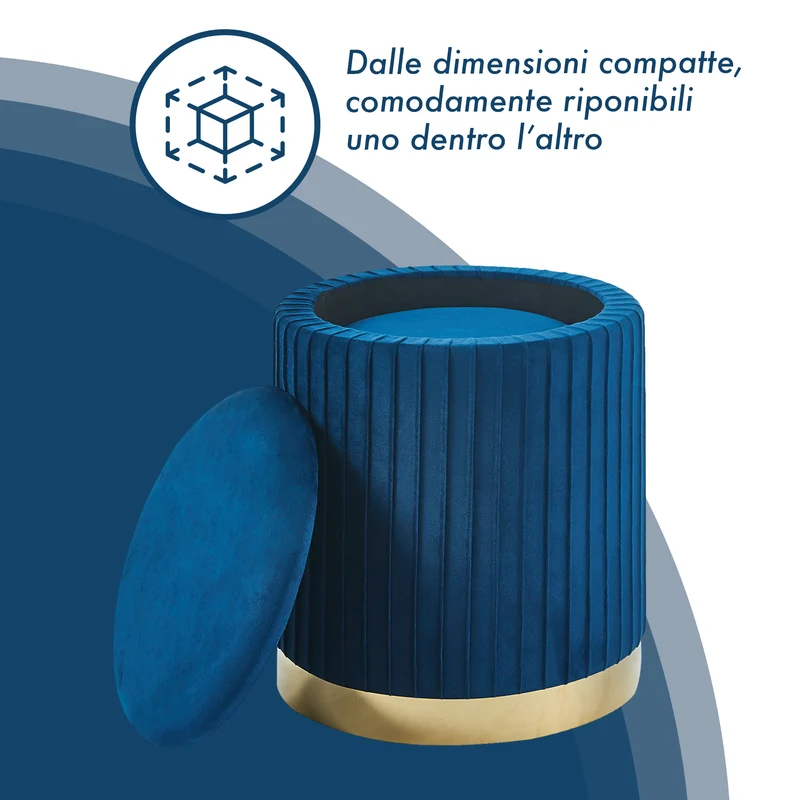 Set Di 2 Pouf Contenitori Velluto Design Moderno Sgabello A Coste Il Gruppone