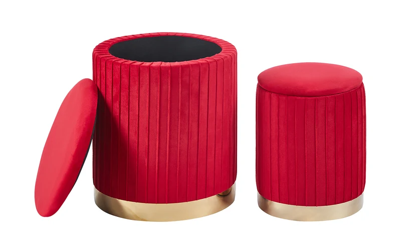 Set Di 2 Pouf Contenitori Velluto Design Moderno Sgabello A Coste Il Gruppone