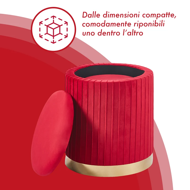 Set Di 2 Pouf Contenitori Velluto Design Moderno Sgabello A Coste Il Gruppone
