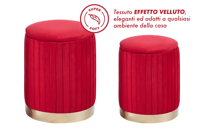 Set Di 2 Pouf Contenitori Velluto Design Moderno Sgabello A Coste Il Gruppone