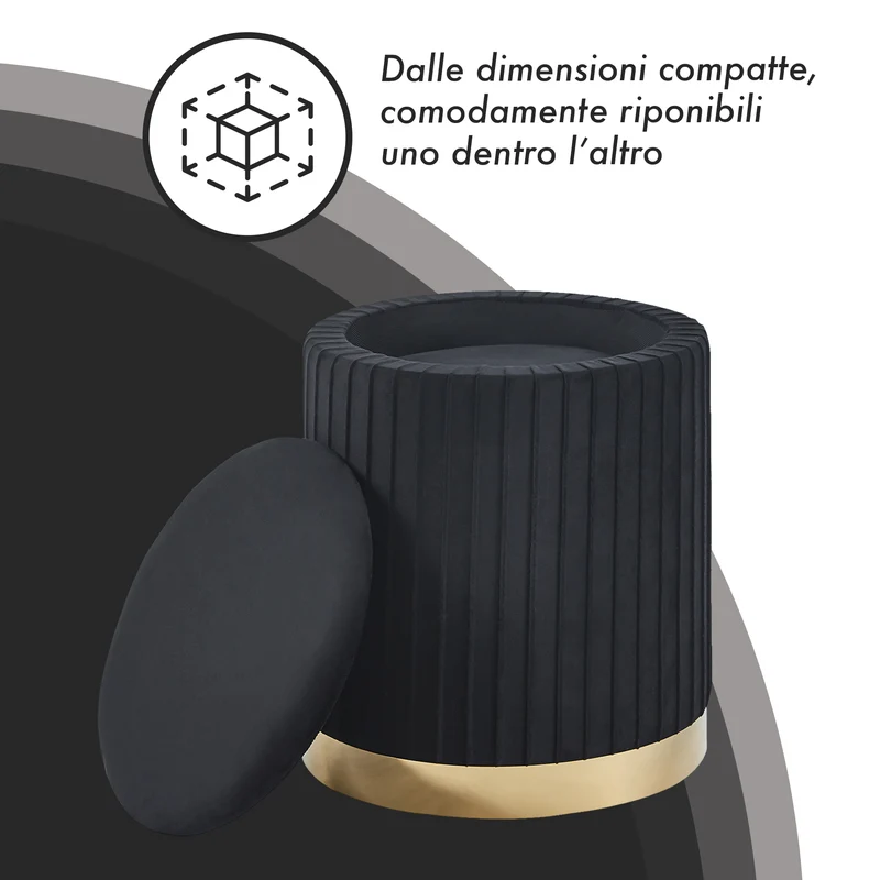 Set Di 2 Pouf Contenitori Velluto Design Moderno Sgabello A Coste Il Gruppone