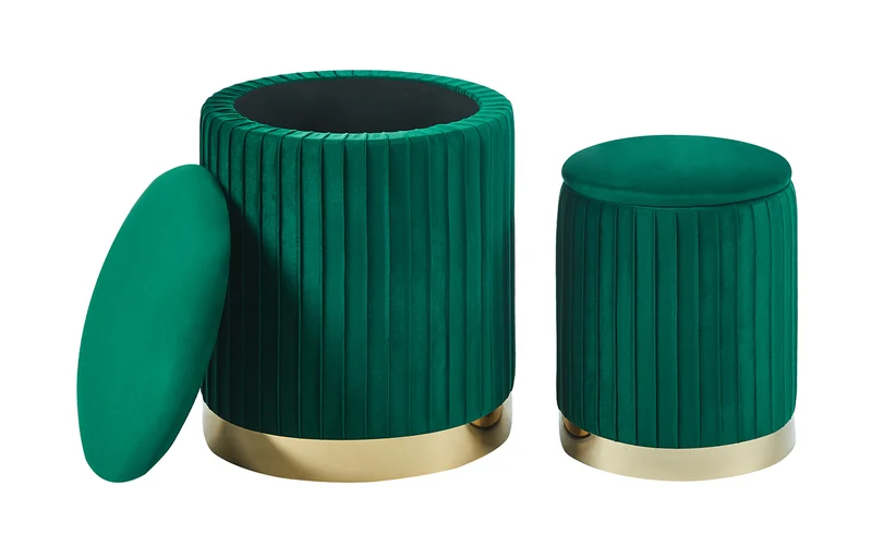 Set Di 2 Pouf Contenitori Velluto Design Moderno Sgabello A Coste Il Gruppone