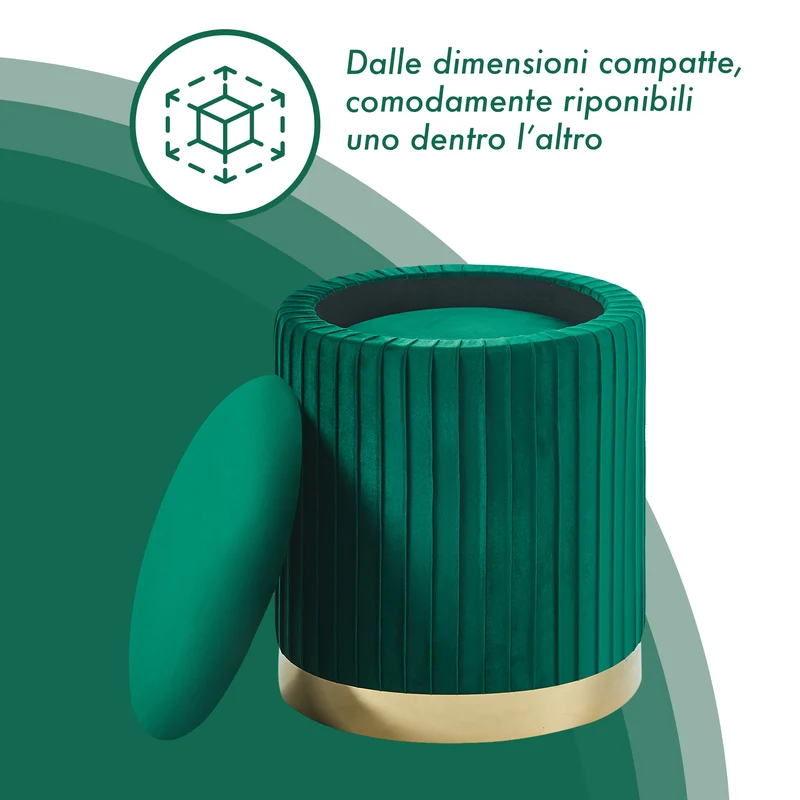 Set Di 2 Pouf Contenitori Velluto Design Moderno Sgabello A Coste Il Gruppone
