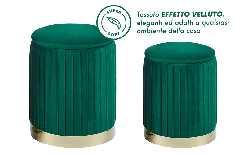 Set Di 2 Pouf Contenitori Velluto Design Moderno Sgabello A Coste Il Gruppone