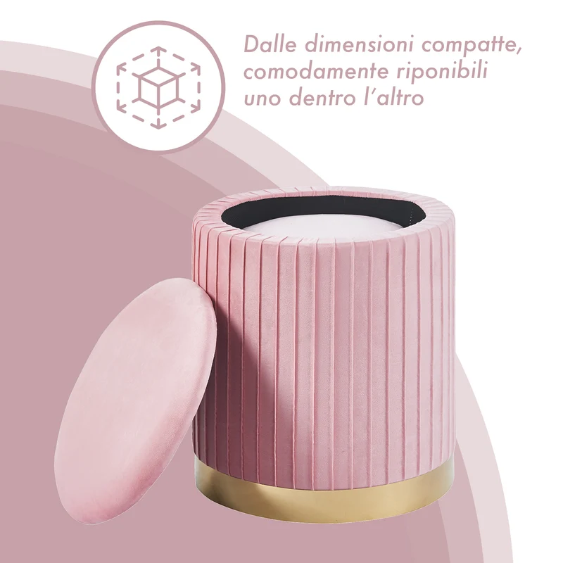 Set Di 2 Pouf Contenitori Velluto Design Moderno Sgabello A Coste Il Gruppone