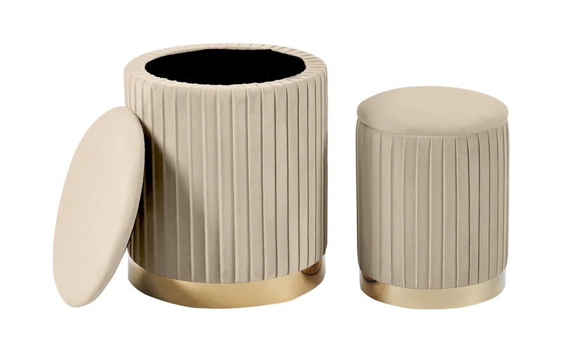 Set Di 2 Pouf Contenitori Velluto Design Moderno Sgabello A Coste Il Gruppone