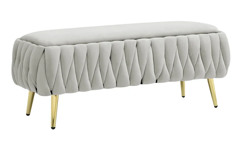 Panca Imbottita Divanetto In Velluto Contenitore Pouf Grande XXL Intrecciato Il Gruppone