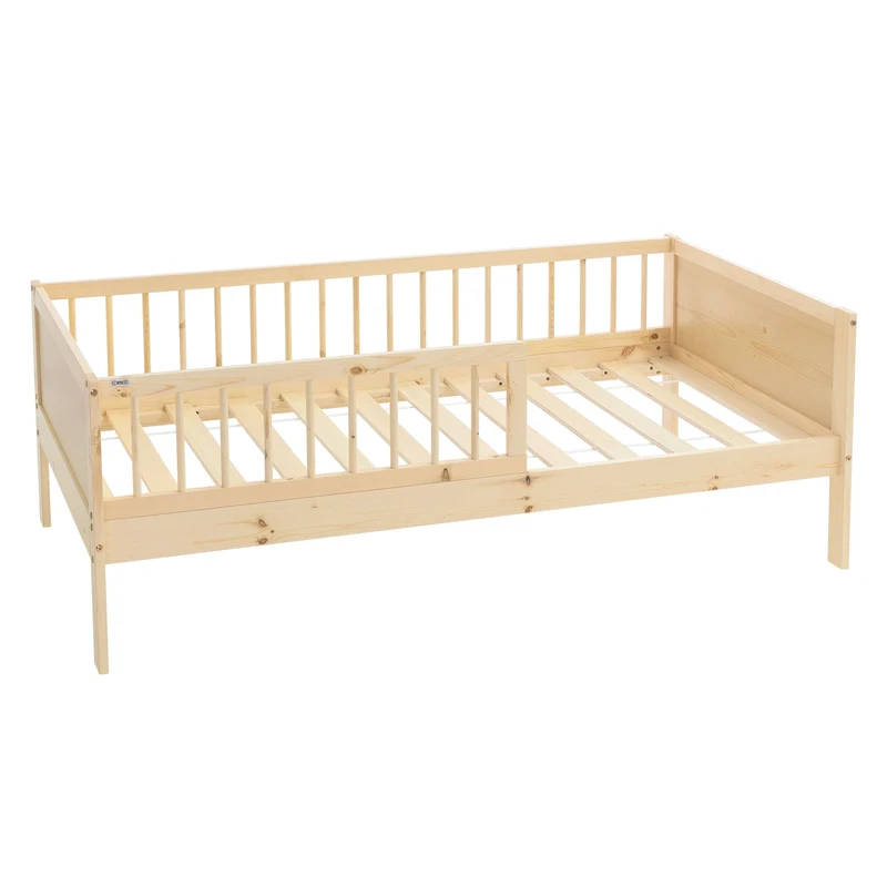 Kinderbett aus Kiefernholz mit Lattenrost und Rausfallschutz ML-Design