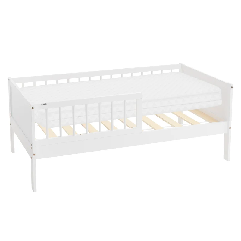 Kinderbett aus Kiefernholz mit Lattenrost und Rausfallschutz ML-Design