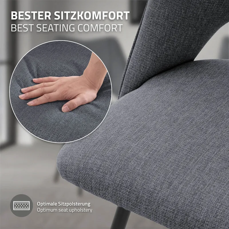 Esszimmerstuhl 4er Set Grau gepolstert inkl. Montagematerial Polsterstuhl Küchenstuhl ML-Design