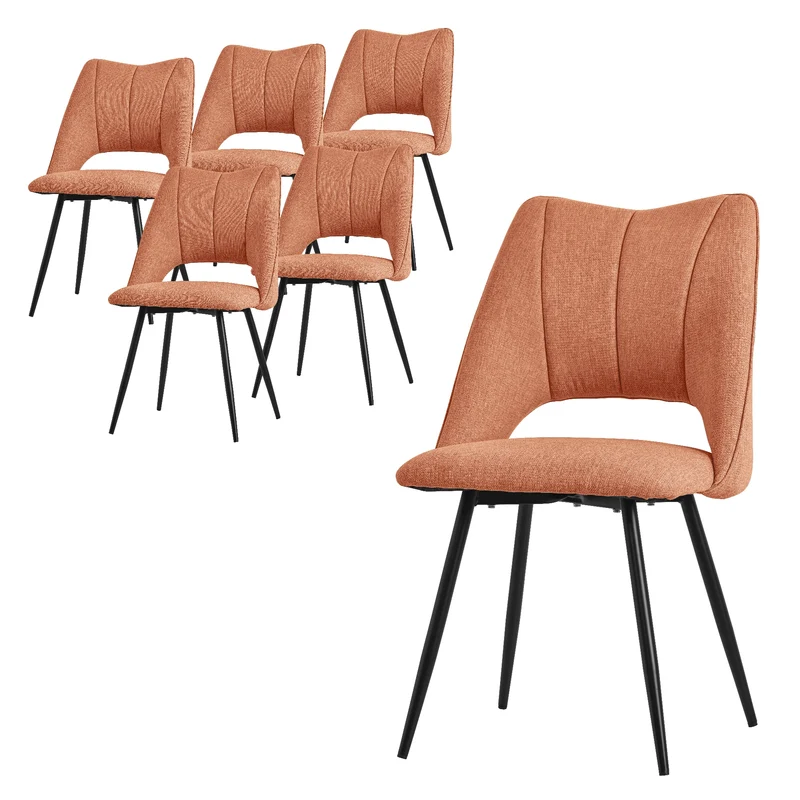 Esszimmerstuhl 6er Set Orange gepolstert inkl. Montagematerial Polsterstuhl Küchenstuhl ML-Design