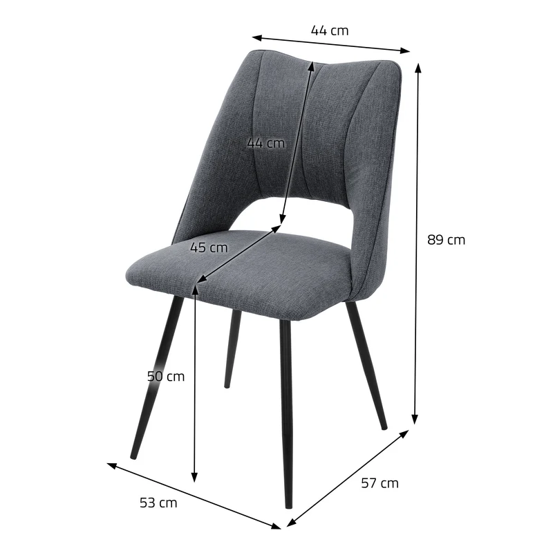 Esszimmerstuhl 6er Set Grau gepolstert inkl. Montagematerial Polsterstuhl Küchenstuhl ML-Design