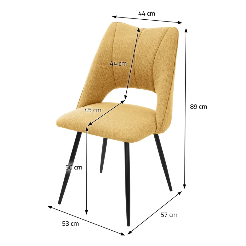 Esszimmerstuhl 2er Set Senfgelb gepolstert inkl. Montagematerial Polsterstuhl Küchenstuhl ML-Design