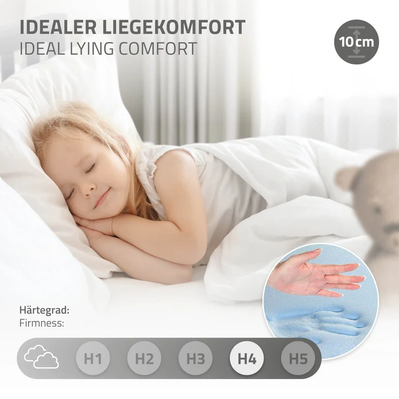 Bettgestell Einzelbett 90x200cm aus Kiefernholz in Hellgrau mit Lattenrost & Matratze H-10cm ML-Design