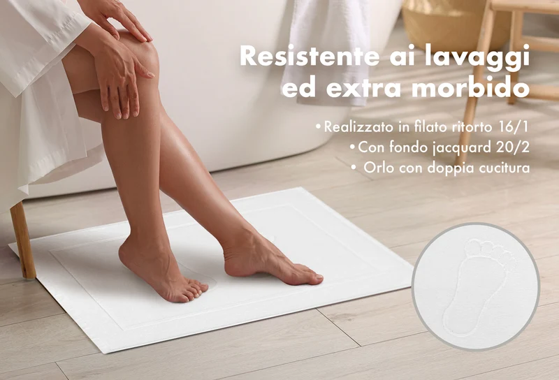 Tappeto Bagno Bianco Scendidoccia Ricamo Piedi 45x70 Cm Il Gruppone