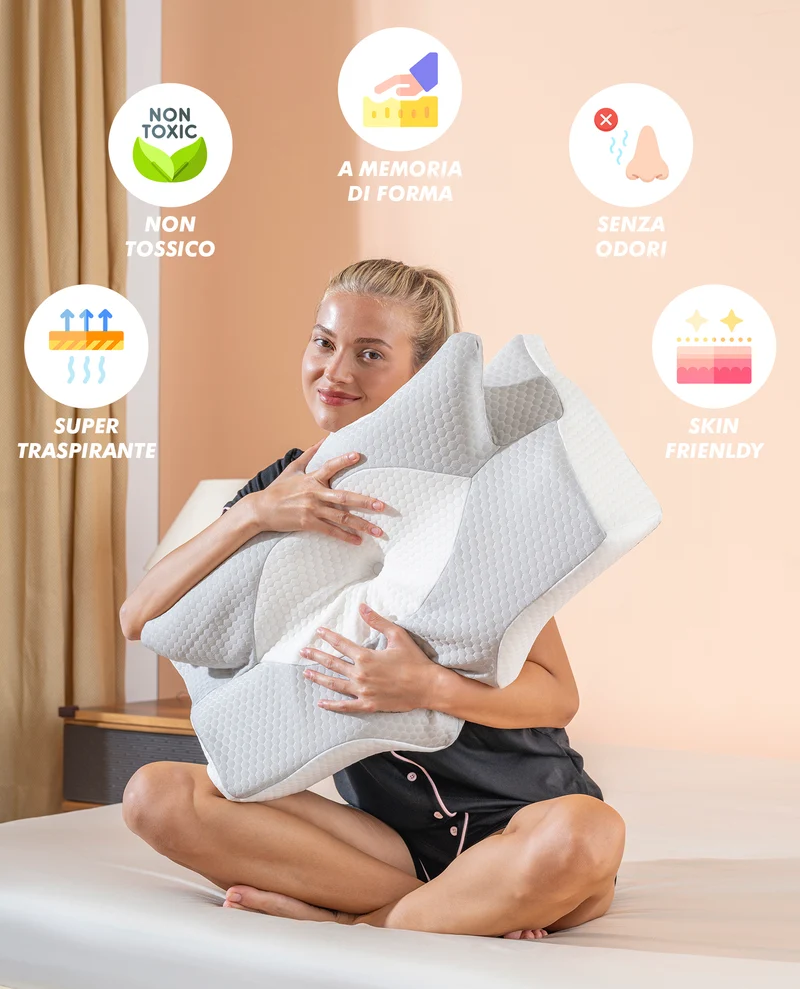 Cuscino Farfalla Ergonomico 6 Zone 2 in 1 in Memory Foam Ortopedico Sfoderabile Il Gruppone
