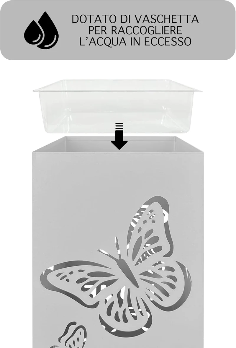 Portaombrelli Elegante Design Moderno in Metallo Con Ganci per ombrellini Il Gruppone
