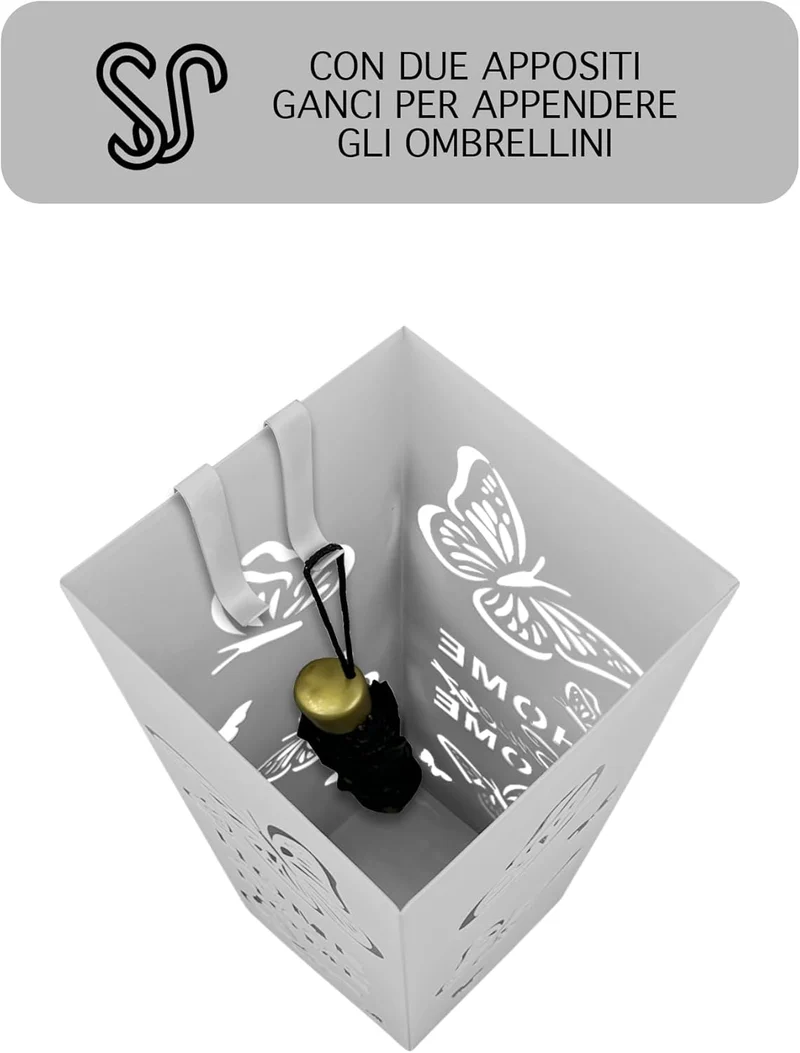 Portaombrelli Elegante Design Moderno in Metallo Con Ganci per ombrellini Il Gruppone