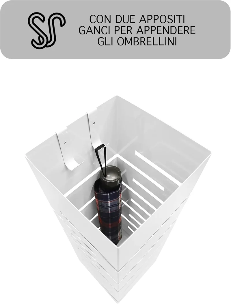 Portaombrelli Elegante Design Moderno in Metallo Con Ganci per ombrellini Il Gruppone