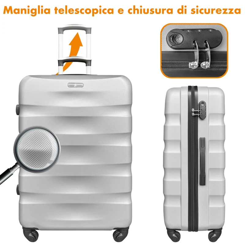 Set Di 3 Valigie Rigide ABS Valigia Da Viaggio Con Chiusura Lucchetto Il Gruppone