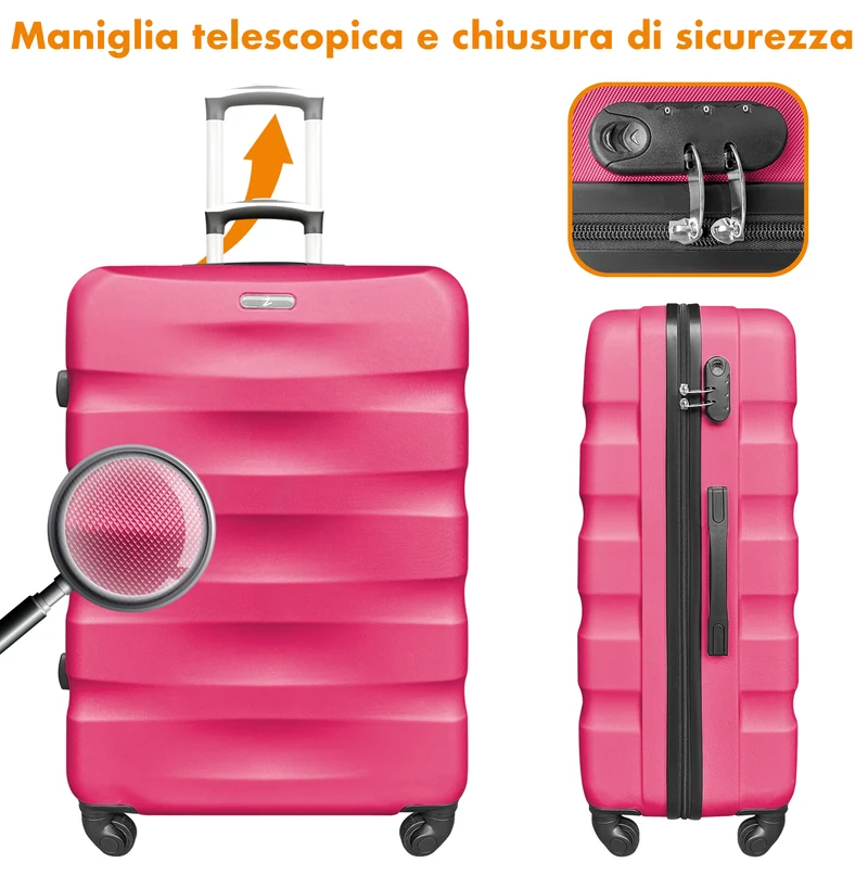 Set Di 3 Valigie Rigide ABS Valigia Da Viaggio Con Chiusura Lucchetto Il Gruppone