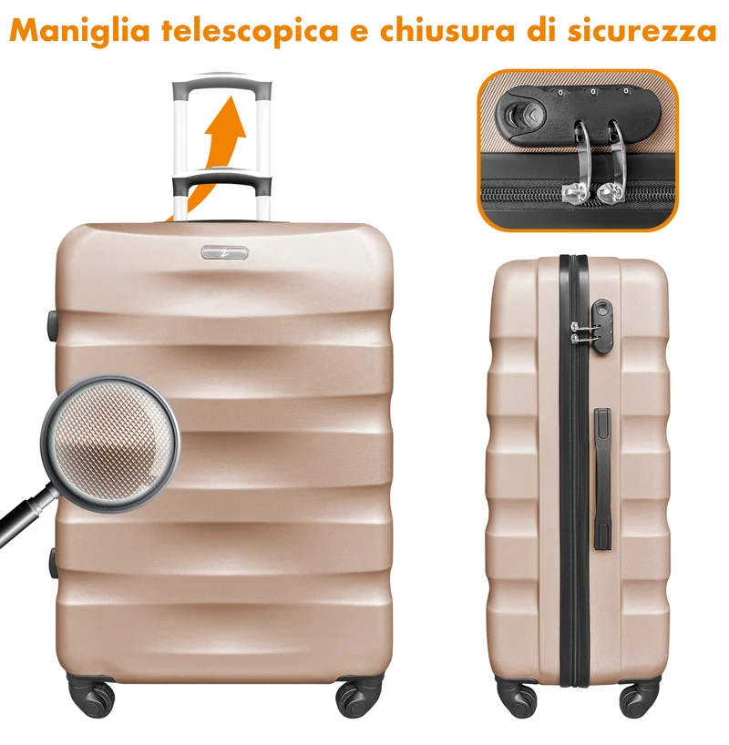 Set Di 3 Valigie Rigide ABS Valigia Da Viaggio Con Chiusura Lucchetto Il Gruppone