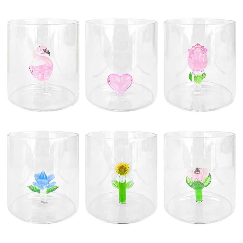 Set 6 Bicchieri 3D in Vetro Borosilicato 36 cl con Figura Interna Il Gruppone