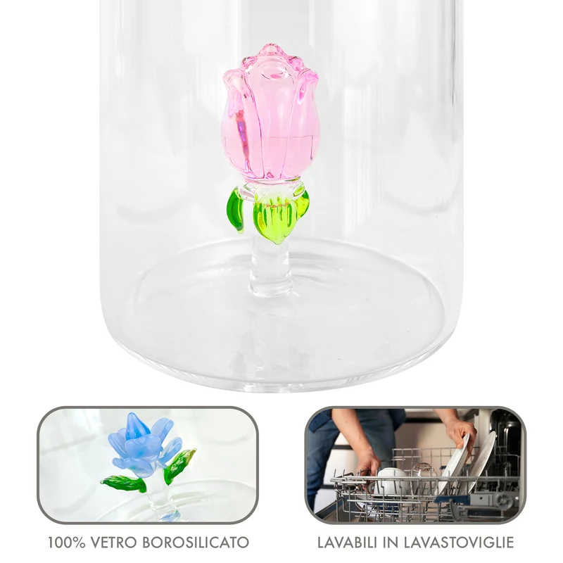 Set 6 Bicchieri 3D in Vetro Borosilicato 36 cl con Figura Interna Il Gruppone