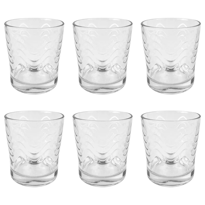 Set 6 Bicchieri Acqua 29 cl in Vetro Lavorato Design Moderno Il Gruppone